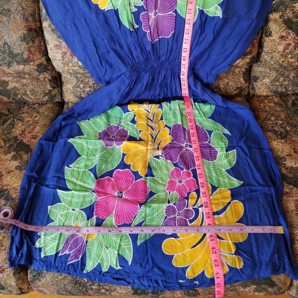 Batik, cotton kaftan dress, M, flowers & leafs, hand made, Liliyana, in TV show - Picture 5 of 7